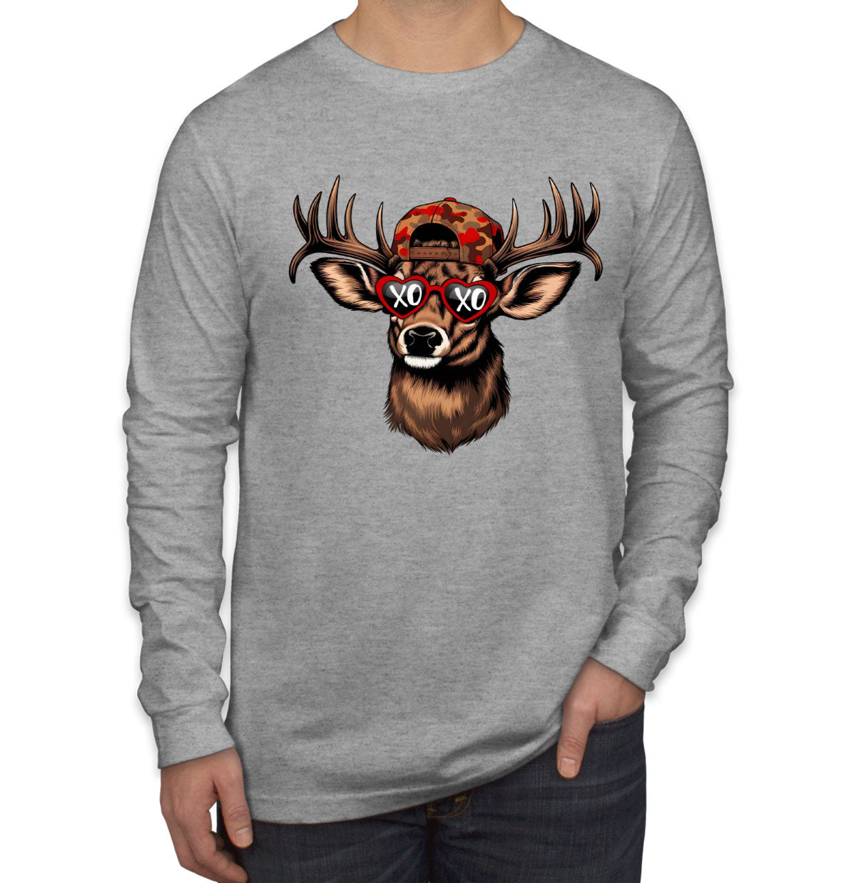 XOXO Deer Hunting Men's Long Sleeve Shirt