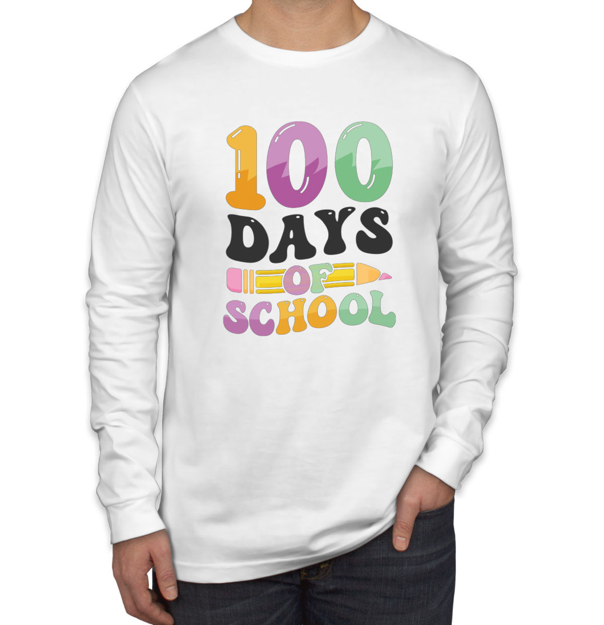 100 Days Of School Men's Long Sleeve Shirt