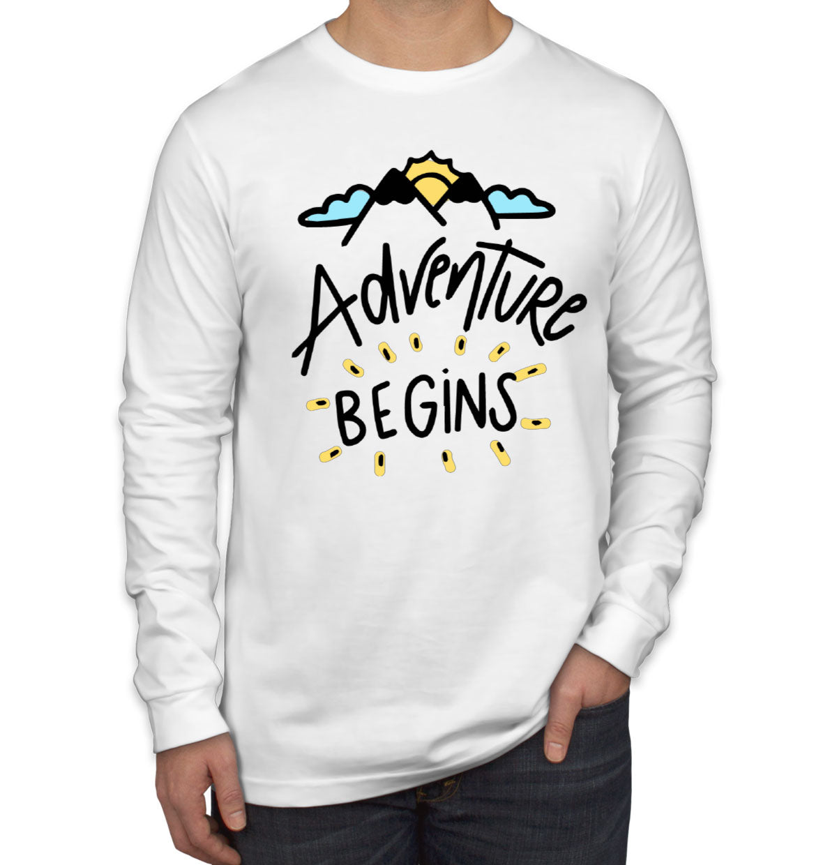 Adventure Begins Camping Men's Long Sleeve Shirt