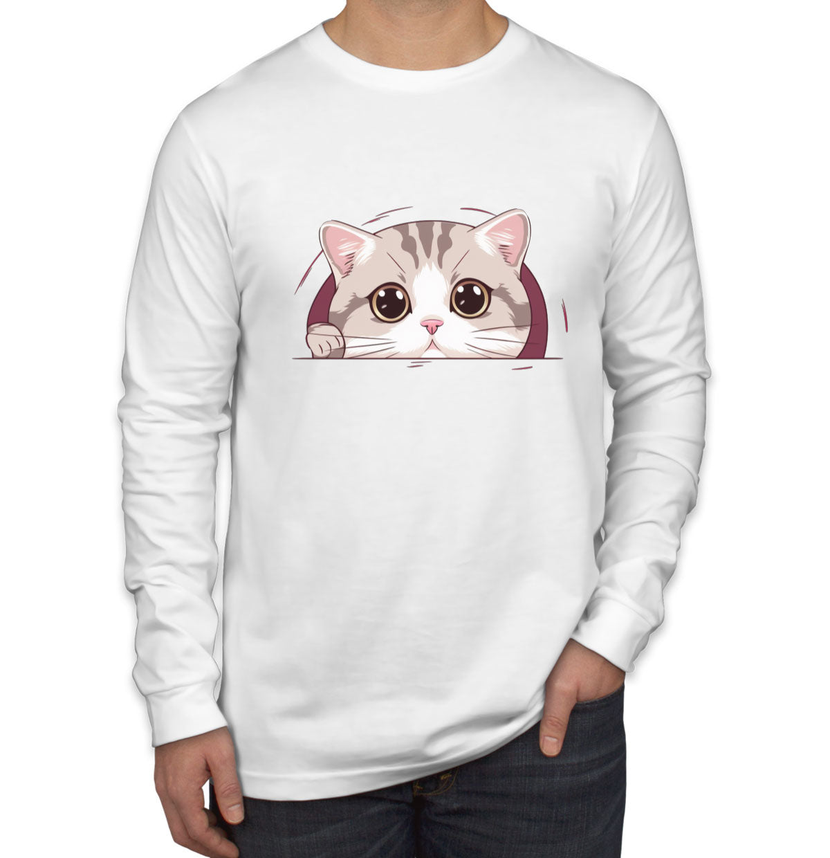 Cute American Cat Men's Long Sleeve Shirt