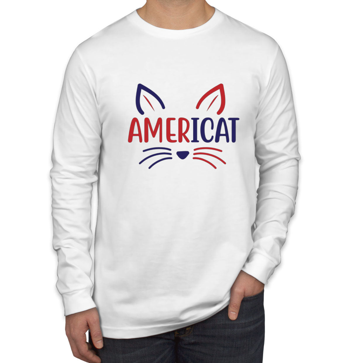 Americat Cat Men's Long Sleeve Shirt