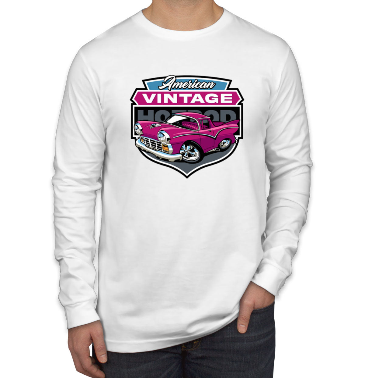 American Vintage Hotrod Car Men's Long Sleeve Shirt