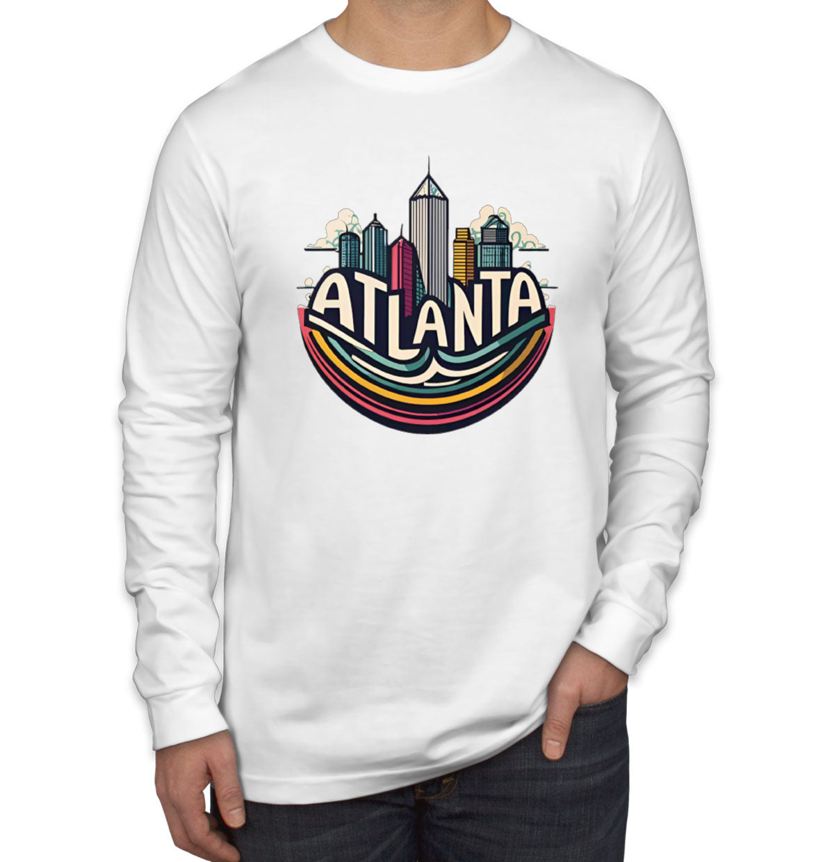 Atlanta Georgia Skyline Men's Long Sleeve Shirt