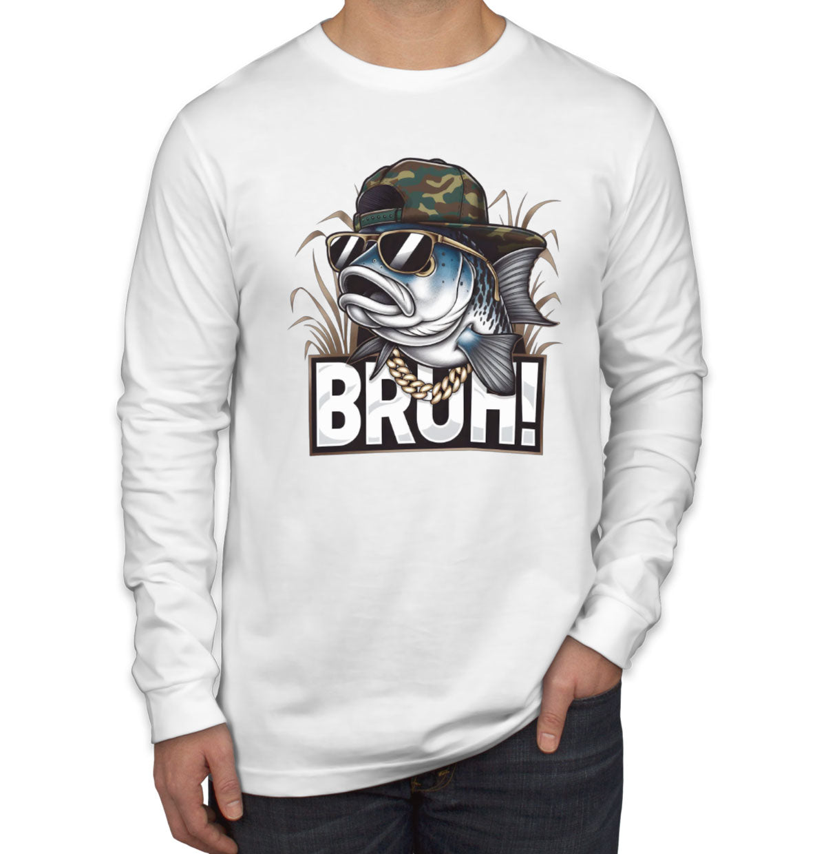 Funny Bass Fishing Men's Long Sleeve Shirt