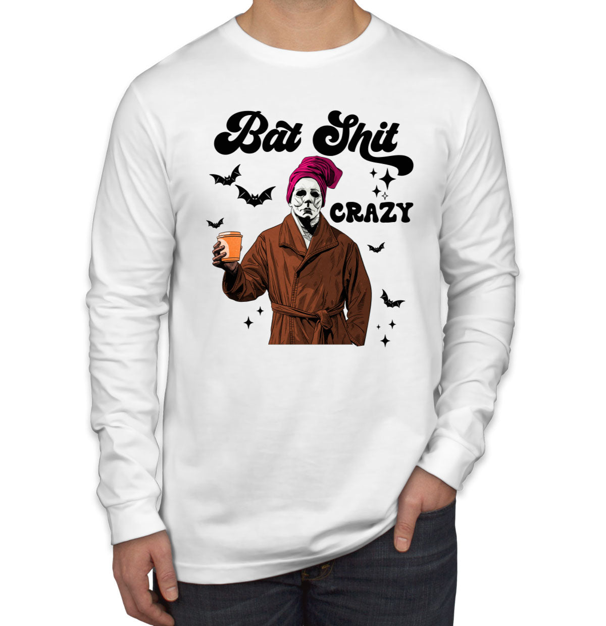 Bat Shit Crazy Myers Halloween Men's Long Sleeve Shirt