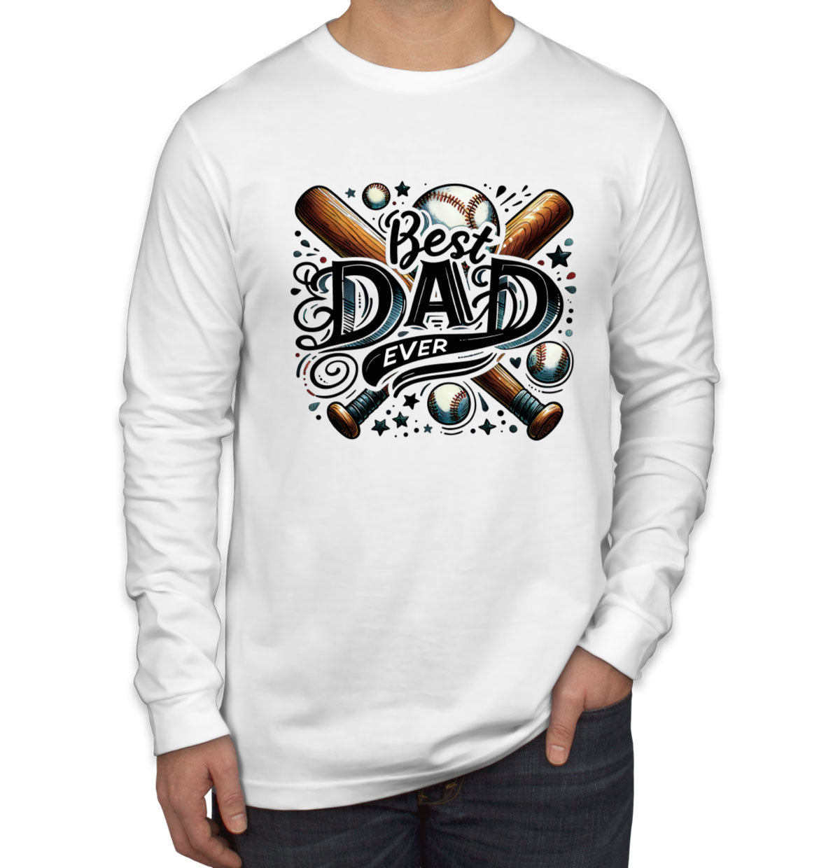 Best Dad Ever Baseball Father's Day Men's Long Sleeve Shirt