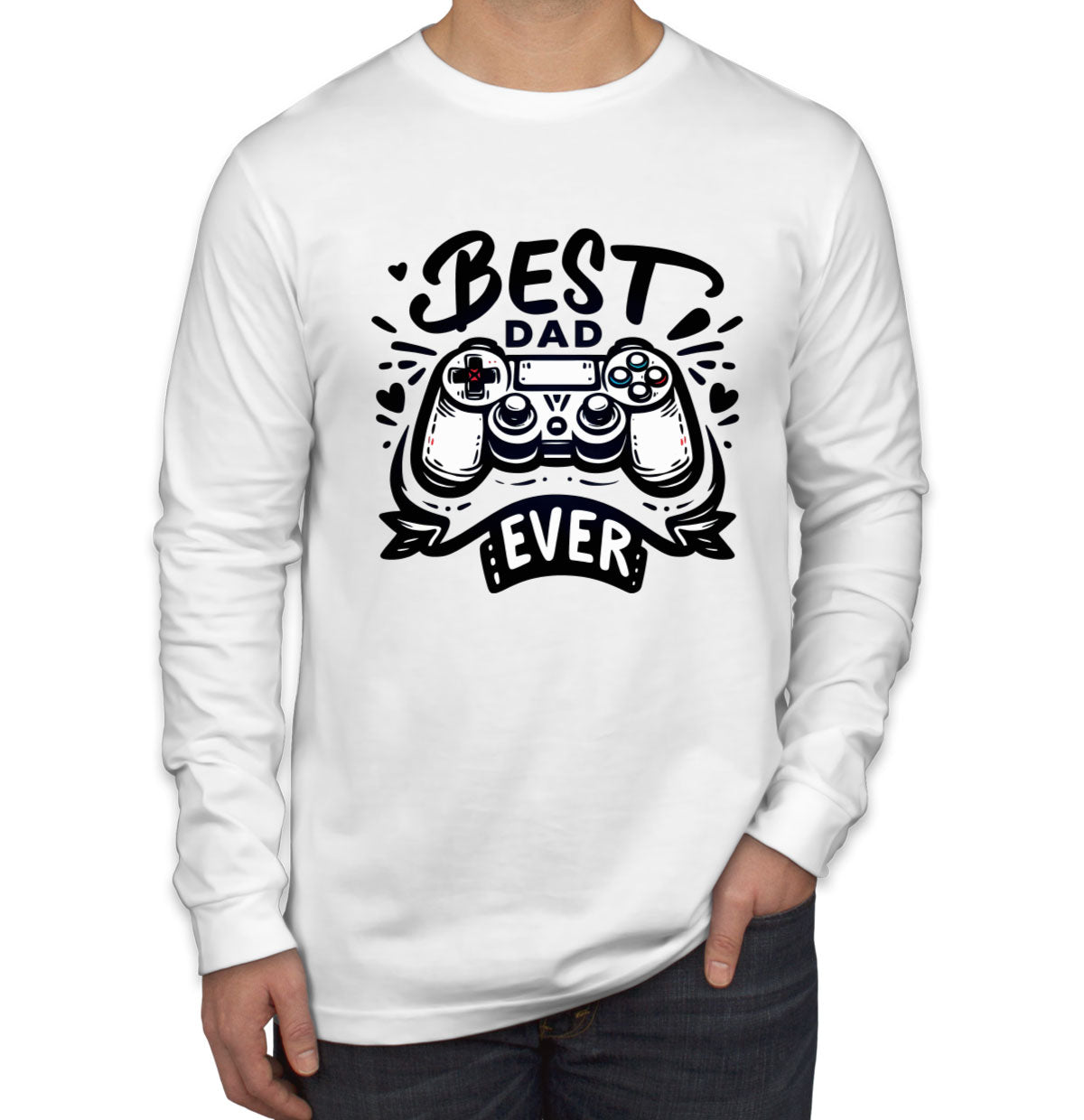 Best Dad Ever Gaming Gamer Father's Day Men's Long Sleeve Shirt
