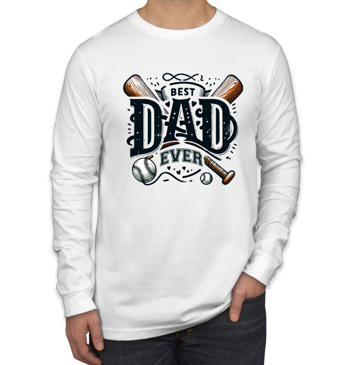 Best Dad Ever Baseball Father's Day Men's Long Sleeve Shirt