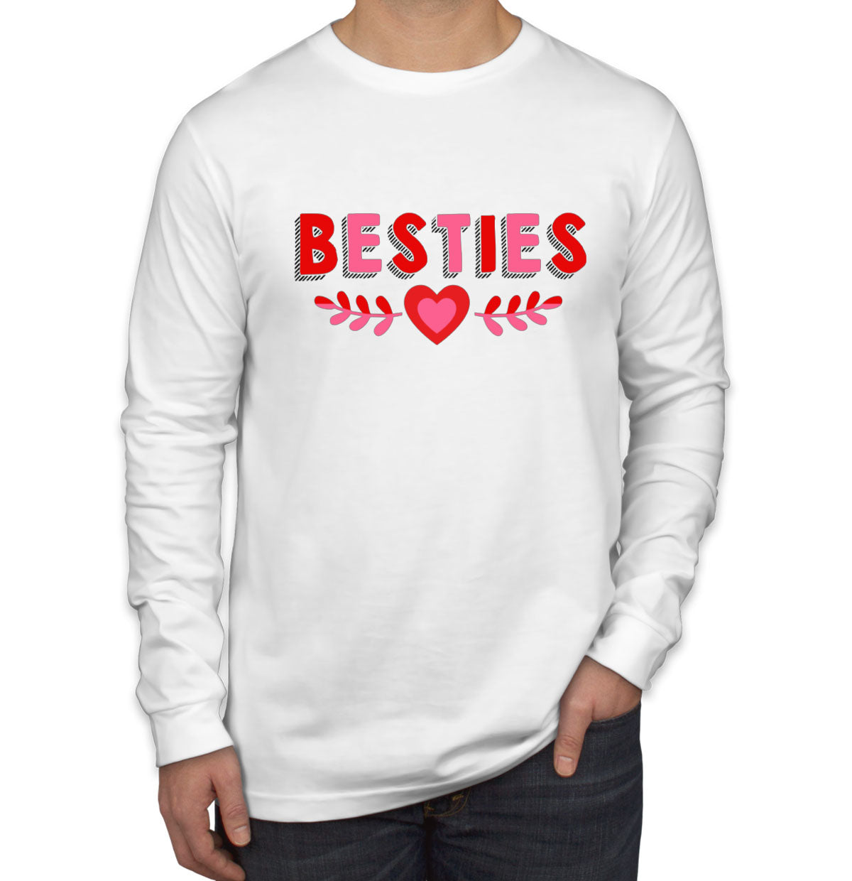 Besties Valentine's Day Men's Long Sleeve Shirt