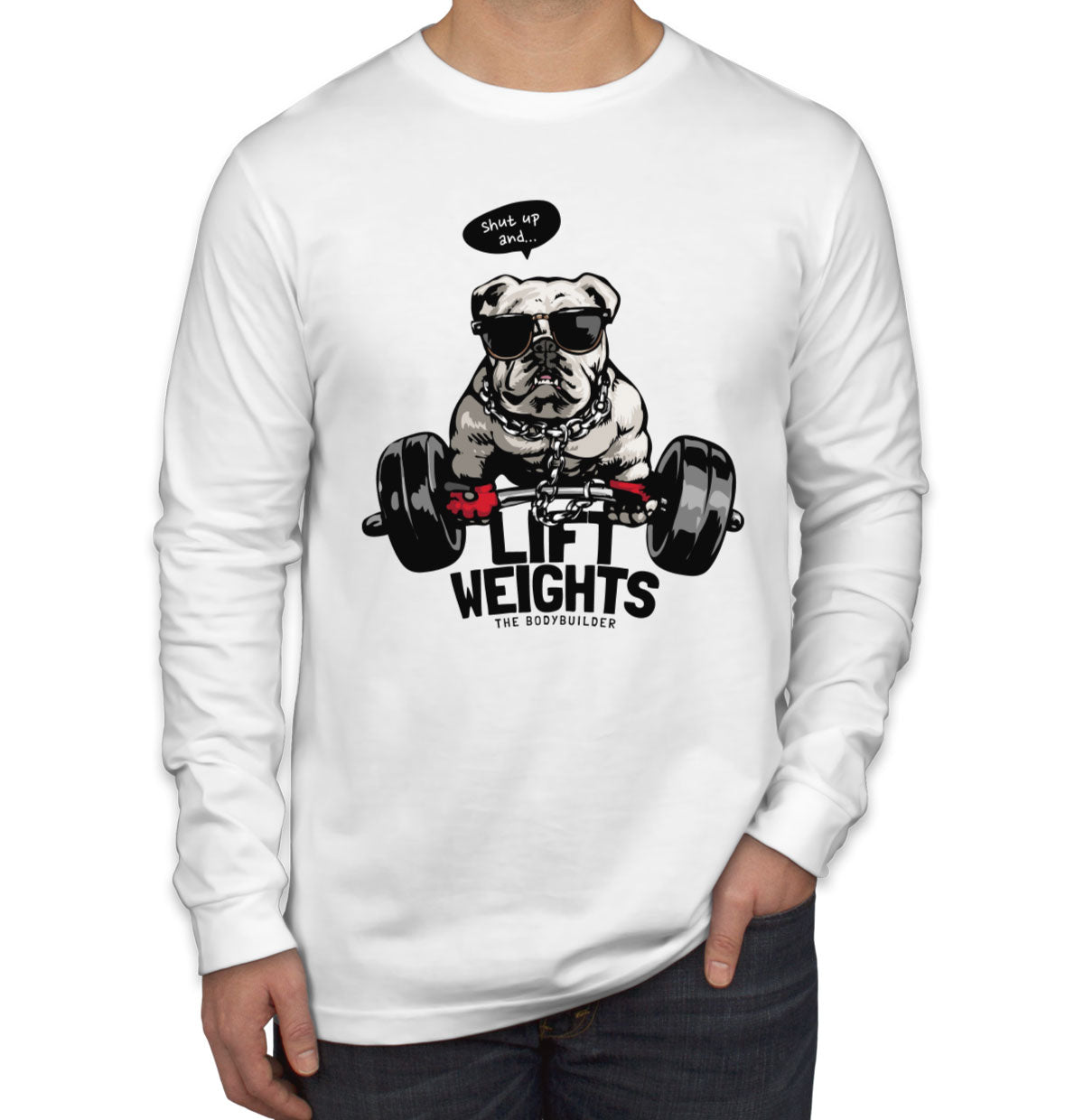 Body Builder Dog Men's Long Sleeve Shirt