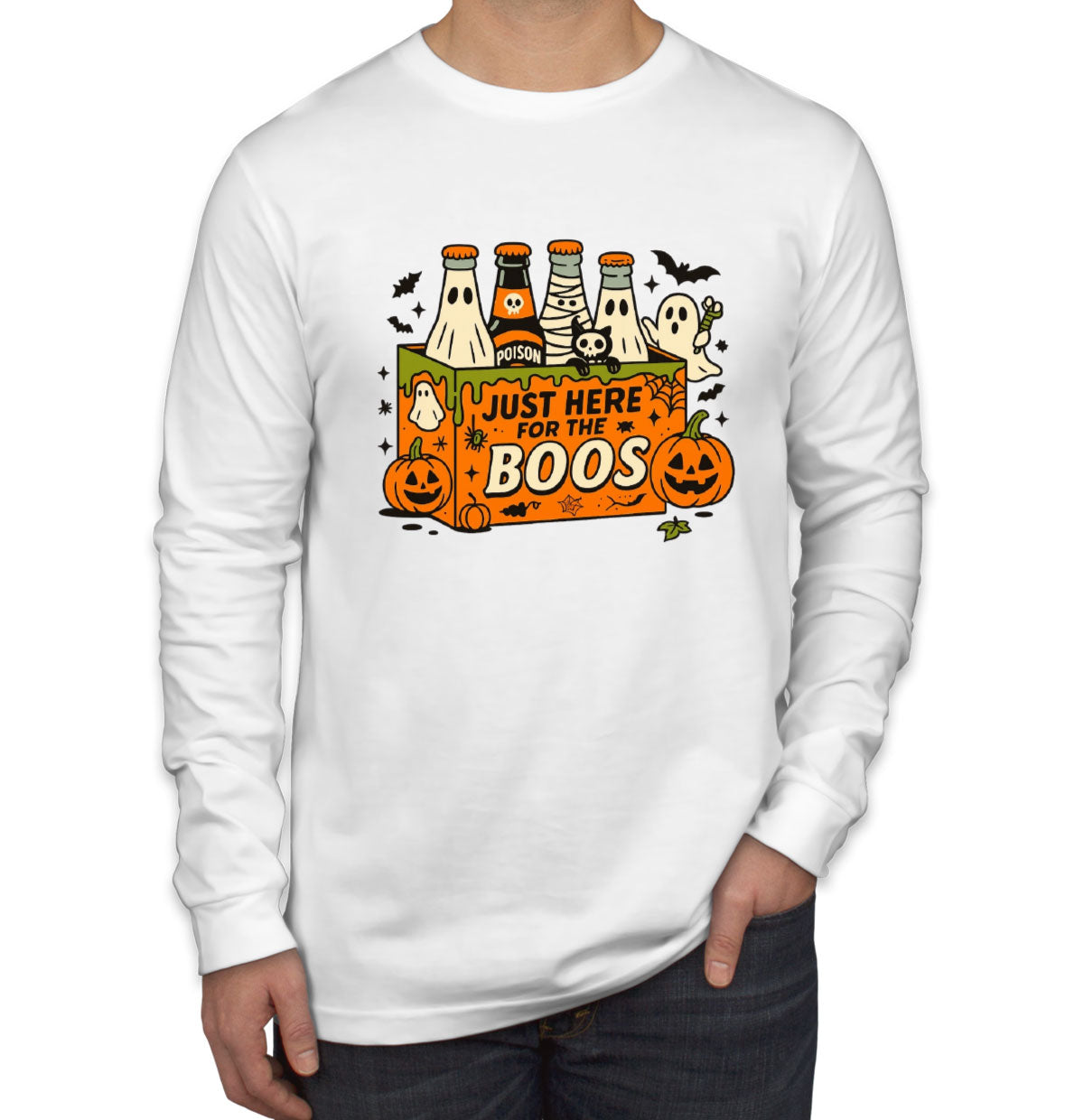 Just Here For The Boos Halloween Men's Long Sleeve Shirt