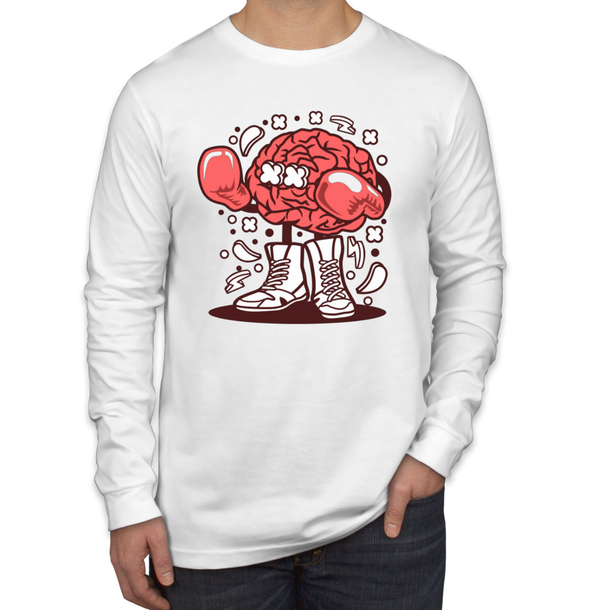 Boxer Brain Cartoon Men's Long Sleeve Shirt