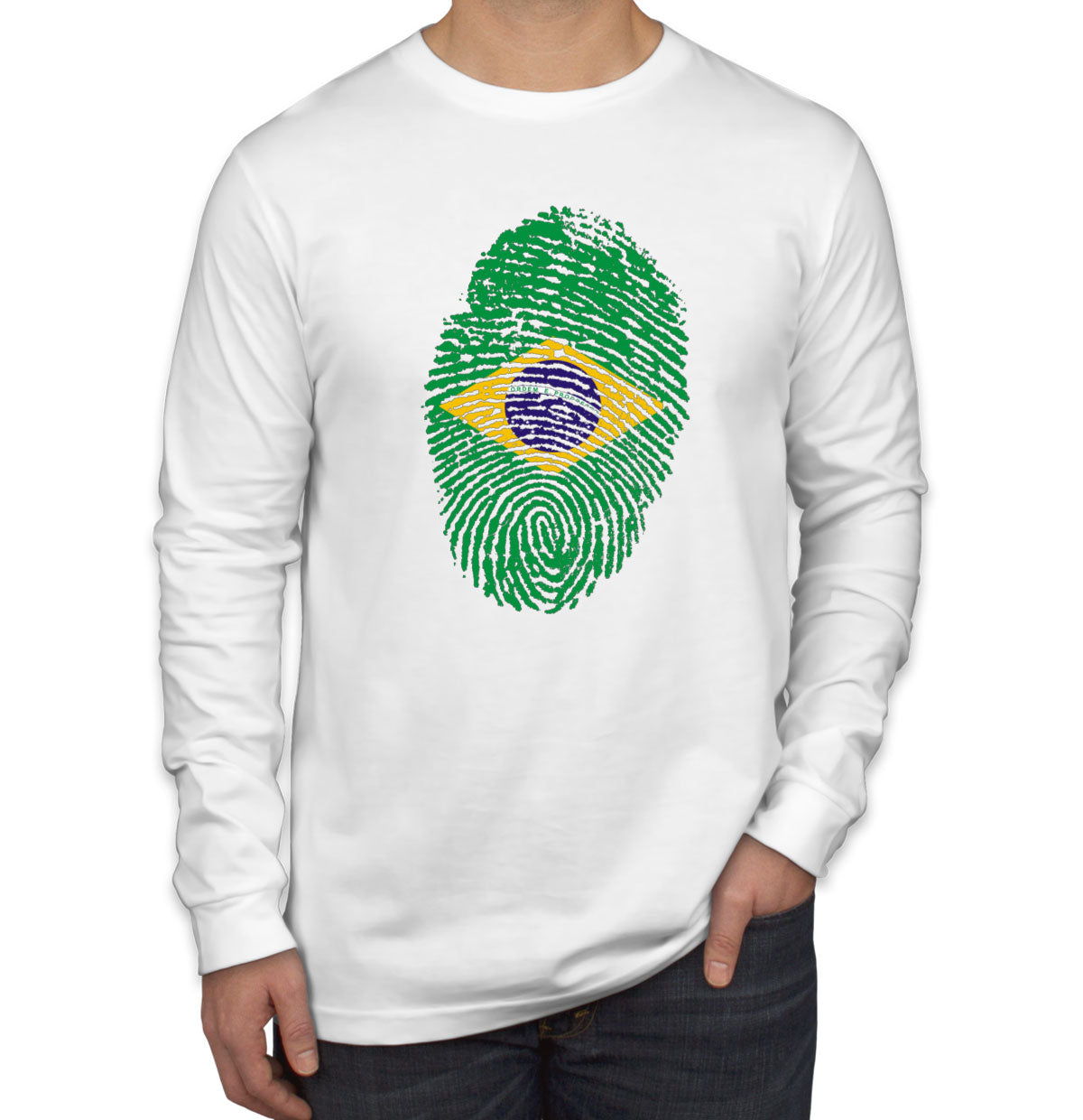 Brazil Fingerprint Men's Long Sleeve Shirt