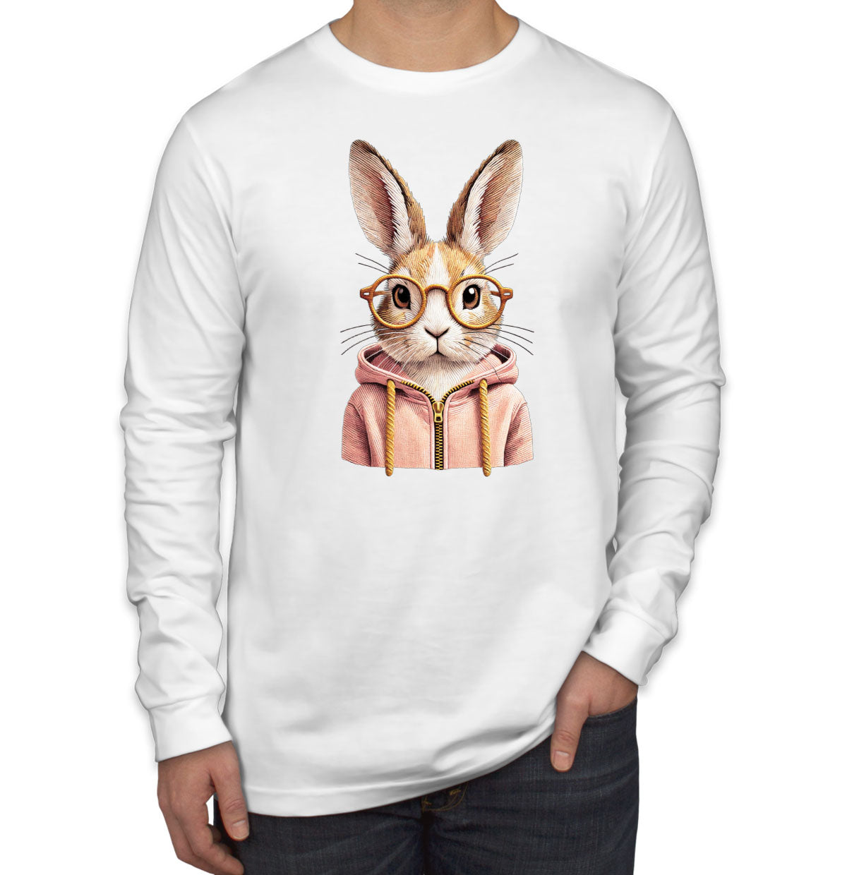 Cute Bunny Men's Long Sleeve Shirt