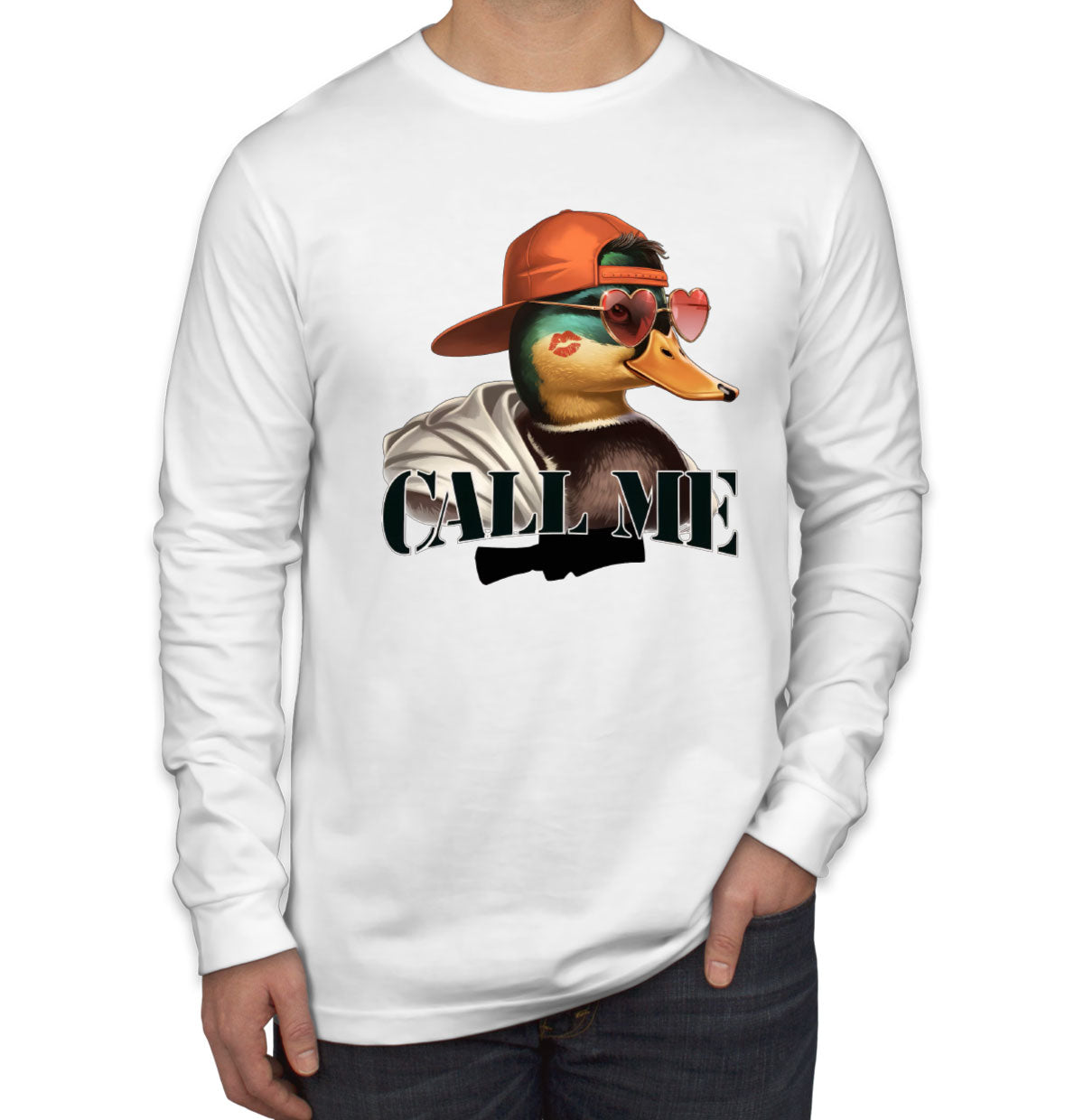 Duck Hunting Call Me Men's Long Sleeve Shirt