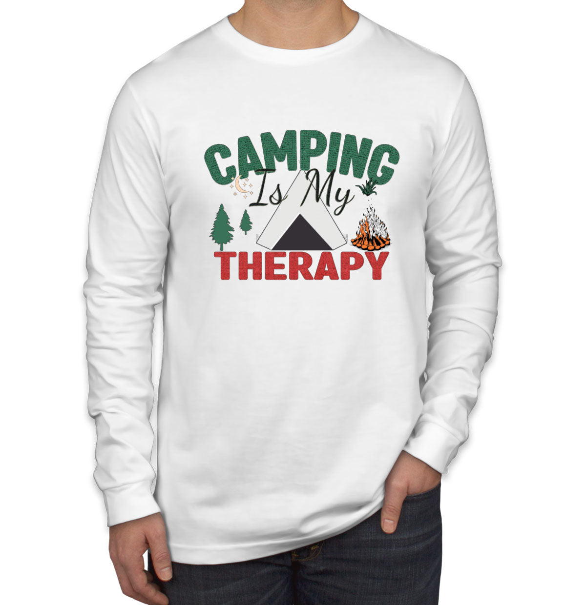 Camping Is My Therapy Men's Long Sleeve Shirt