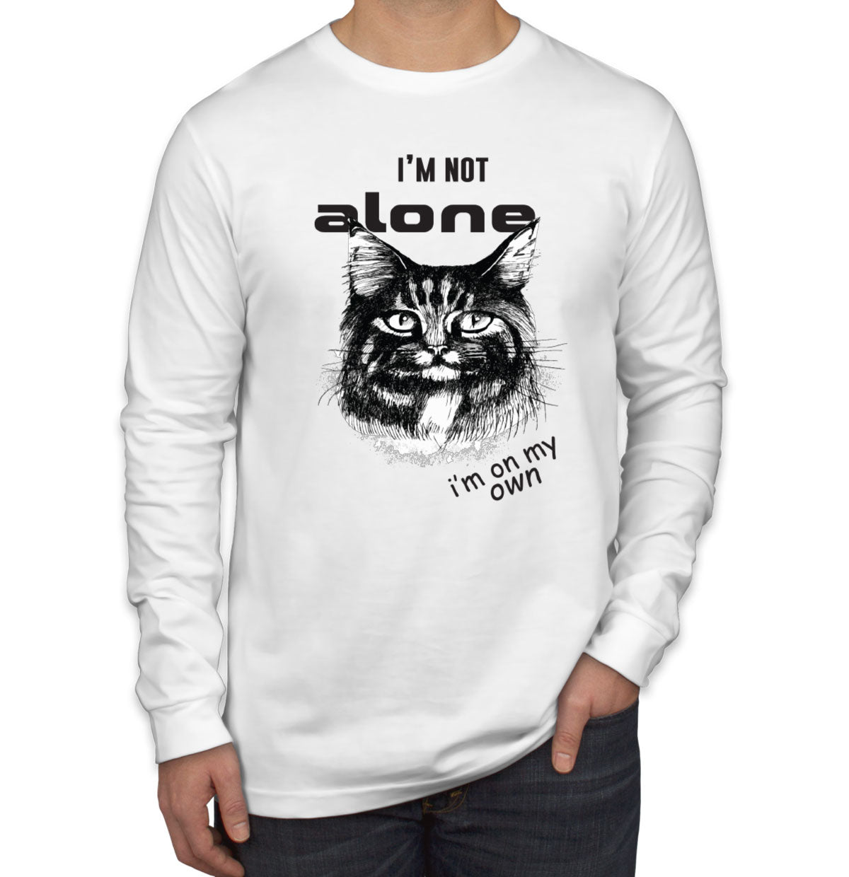 I'm Not Alone I'm On My Own Cat Men's Long Sleeve Shirt