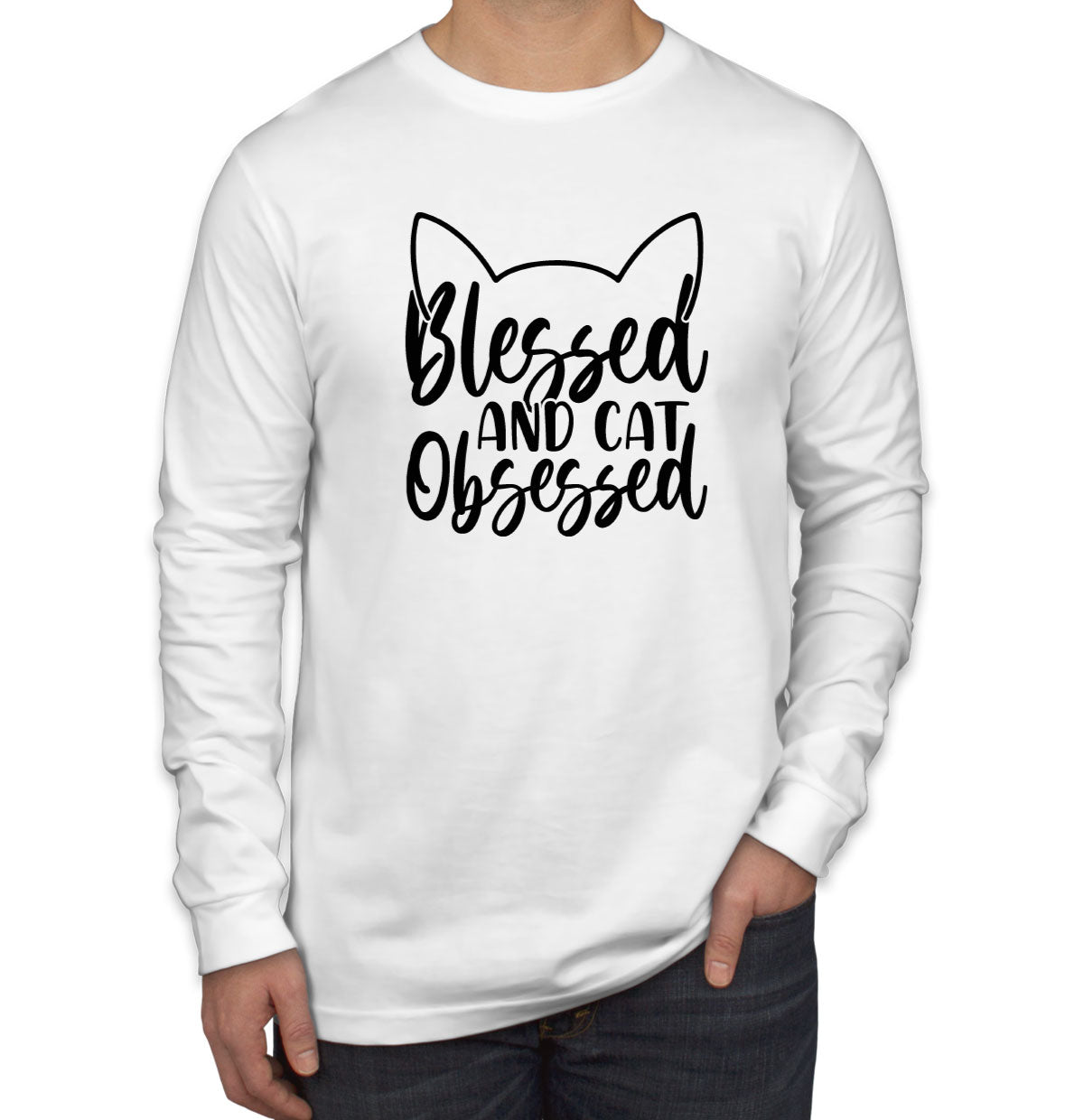 Blessed And Cat Obsessed Men's Long Sleeve Shirt