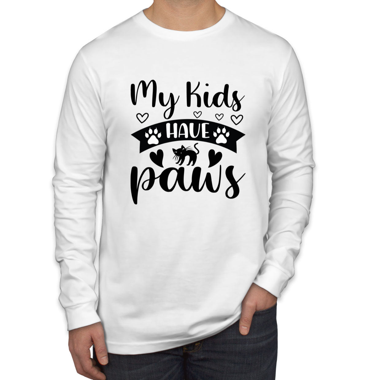 My Kids Have Paws Cat Men's Long Sleeve Shirt