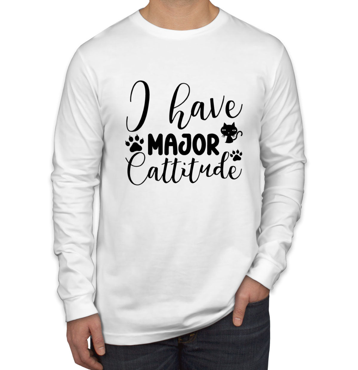 I Have Major Cattitude Cat Men's Long Sleeve Shirt