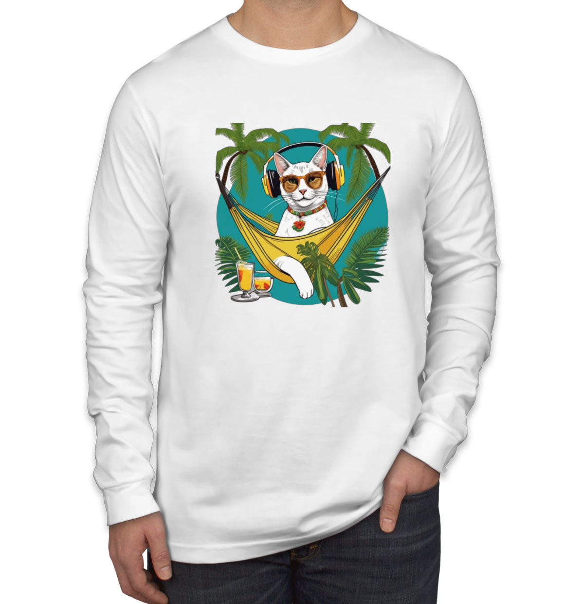 Cat On Vacation Men's Long Sleeve Shirt