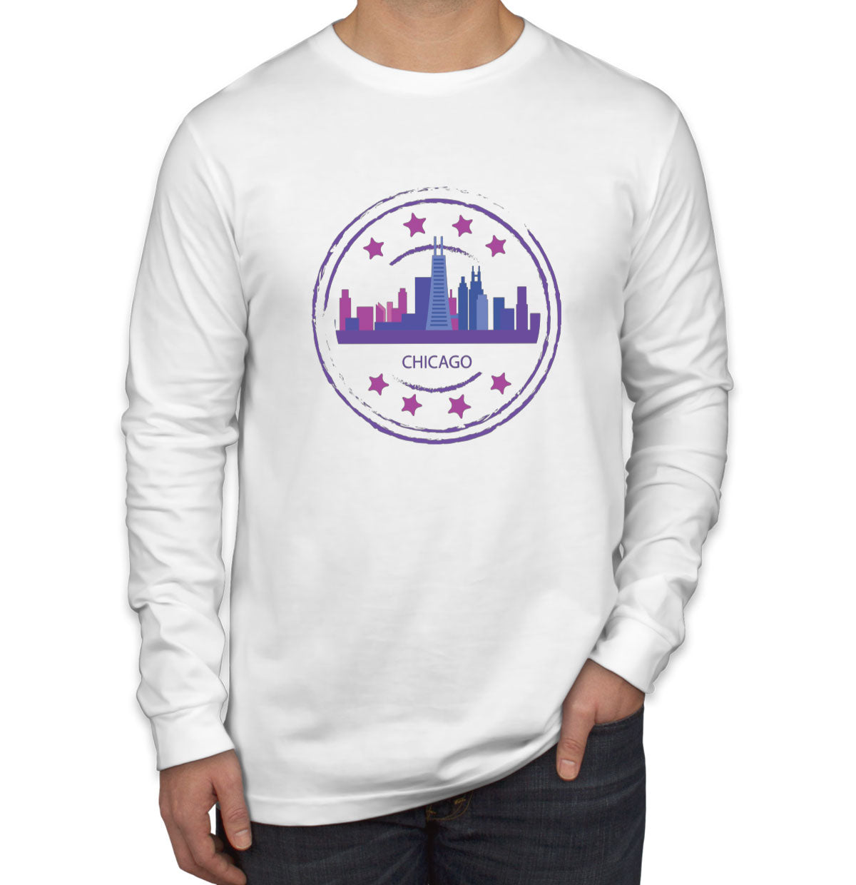 Chicago Stamp Men's Long Sleeve Shirt
