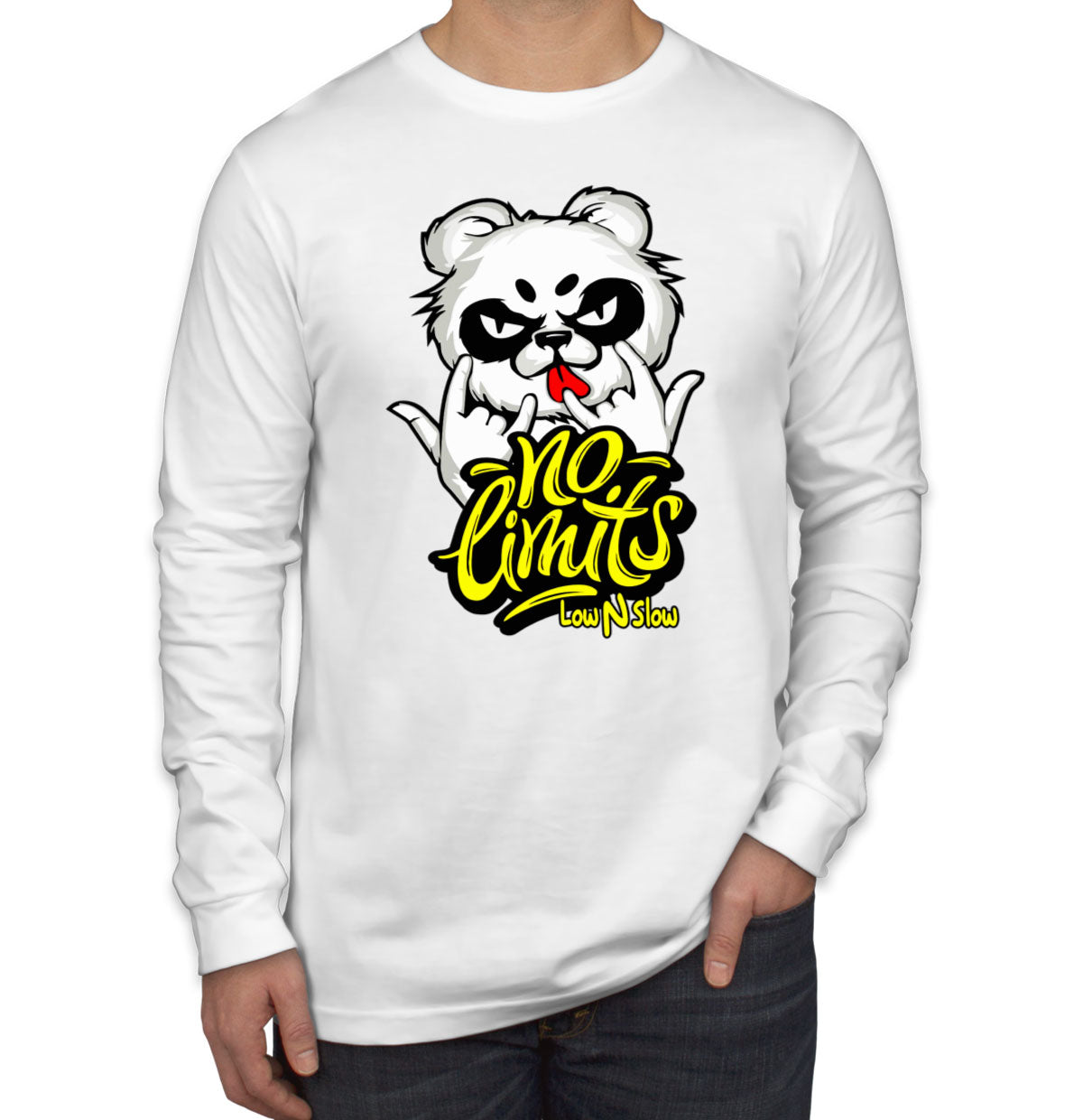 Cool Dude Panda No Limits Men's Long Sleeve Shirt