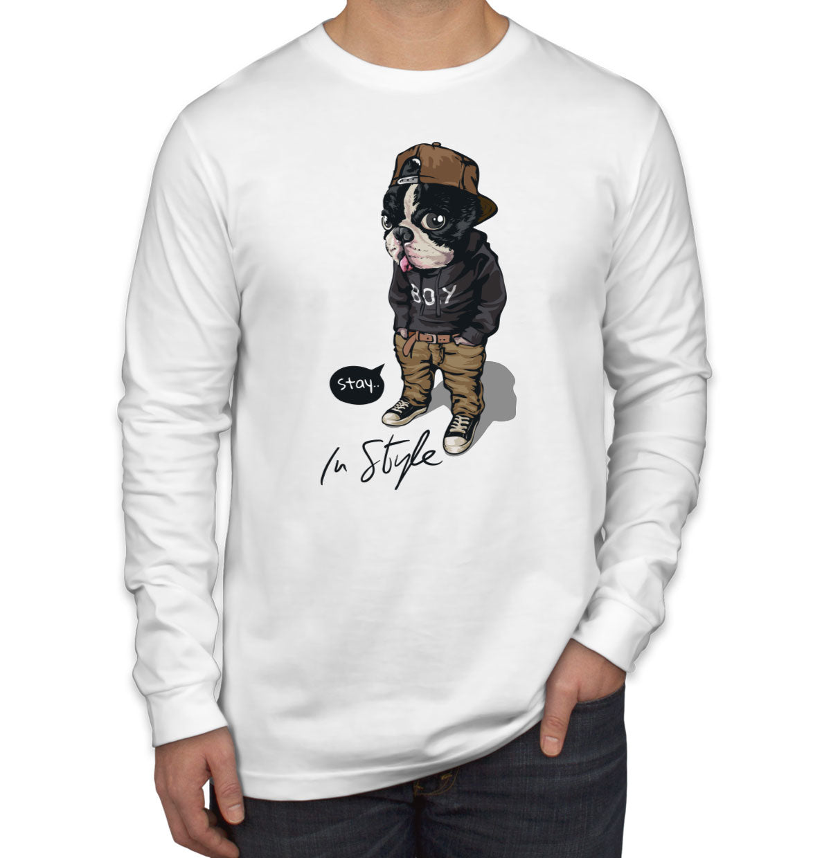 Cool Pug Boy Stay In Style Long Sleeve Shirt