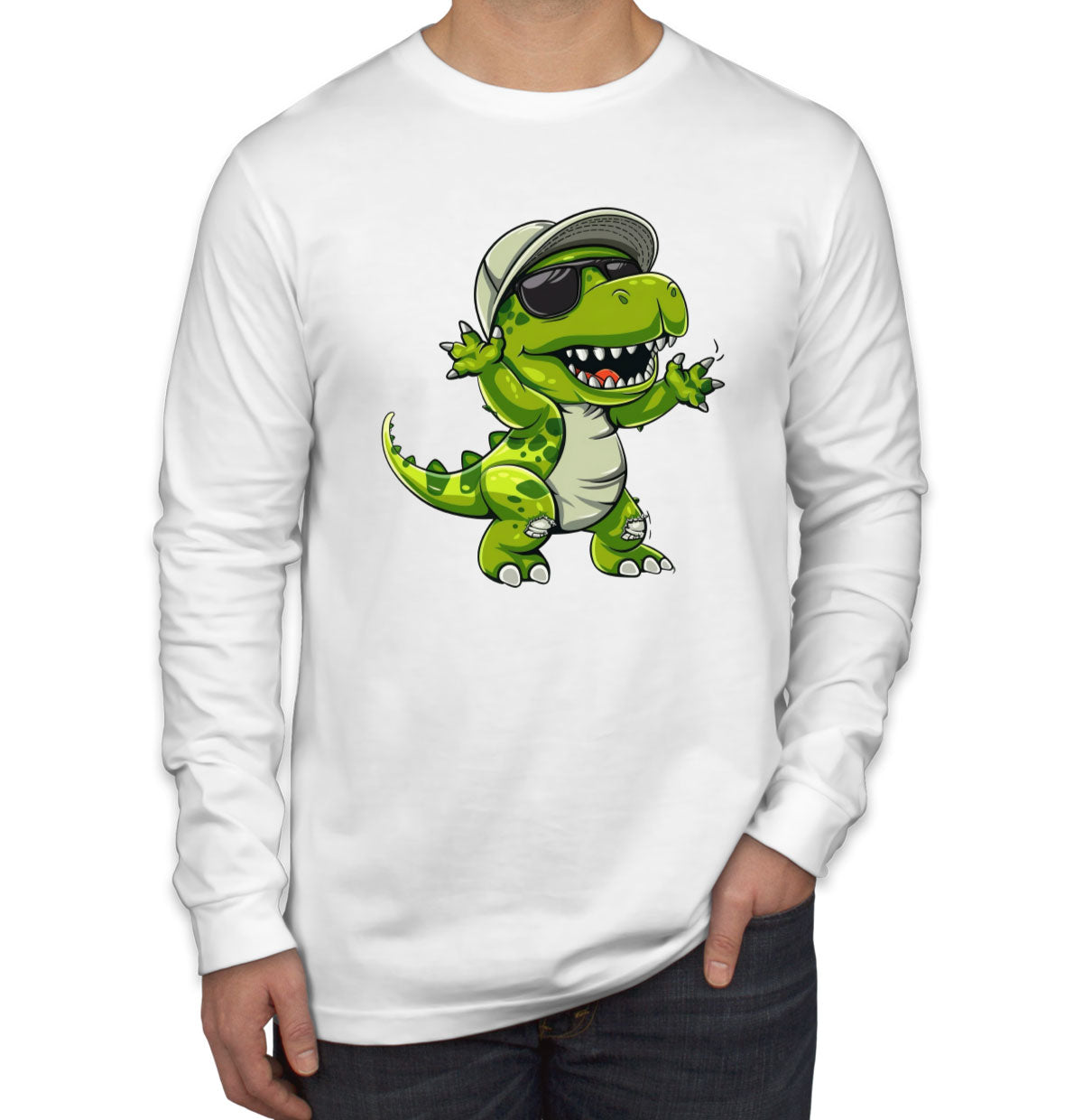 Dabbing Dinosaur Men's Long Sleeve Shirt