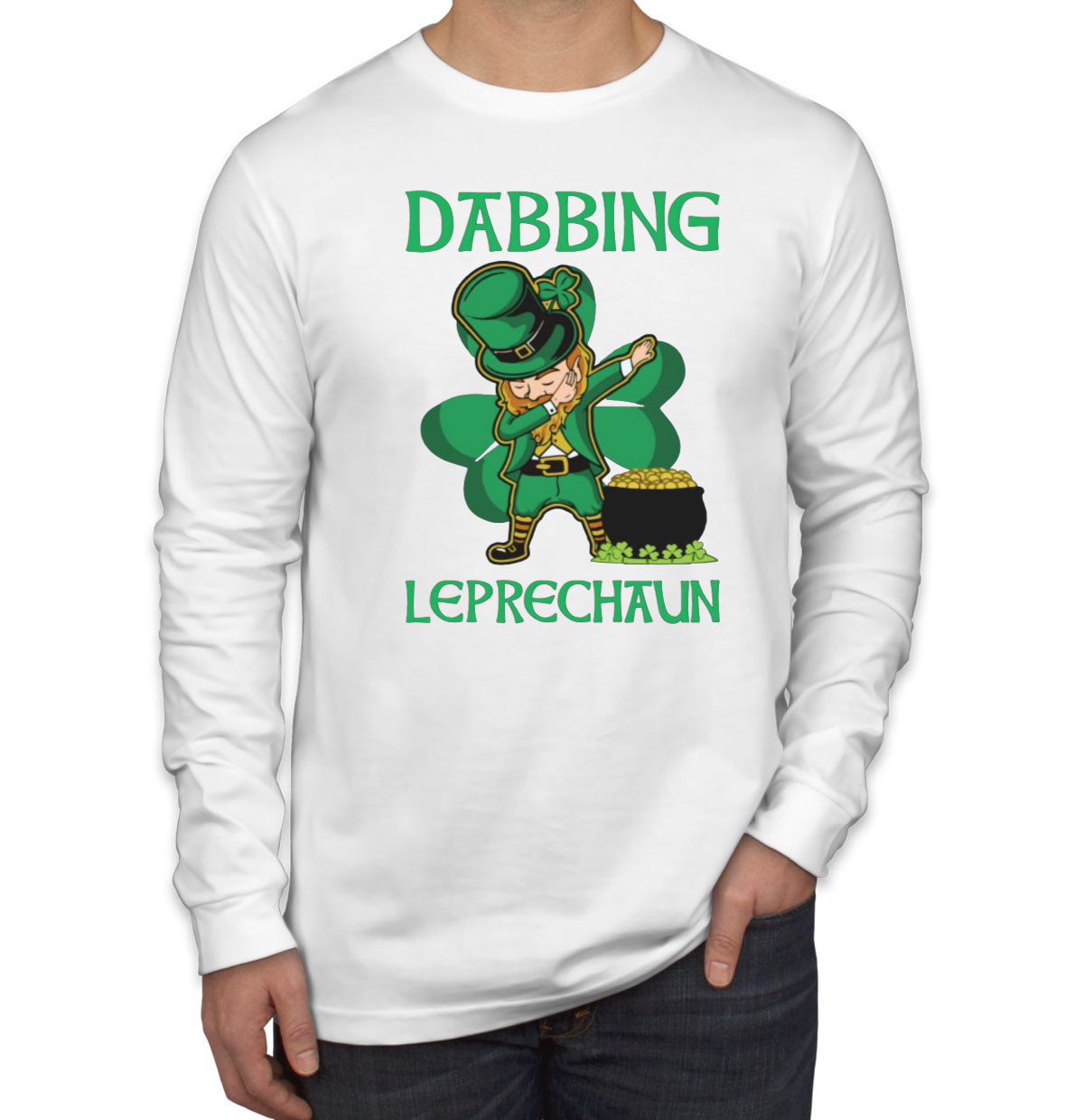 Dabbing Leprechaun St. Patrick's Day Men's Long Sleeve Shirt