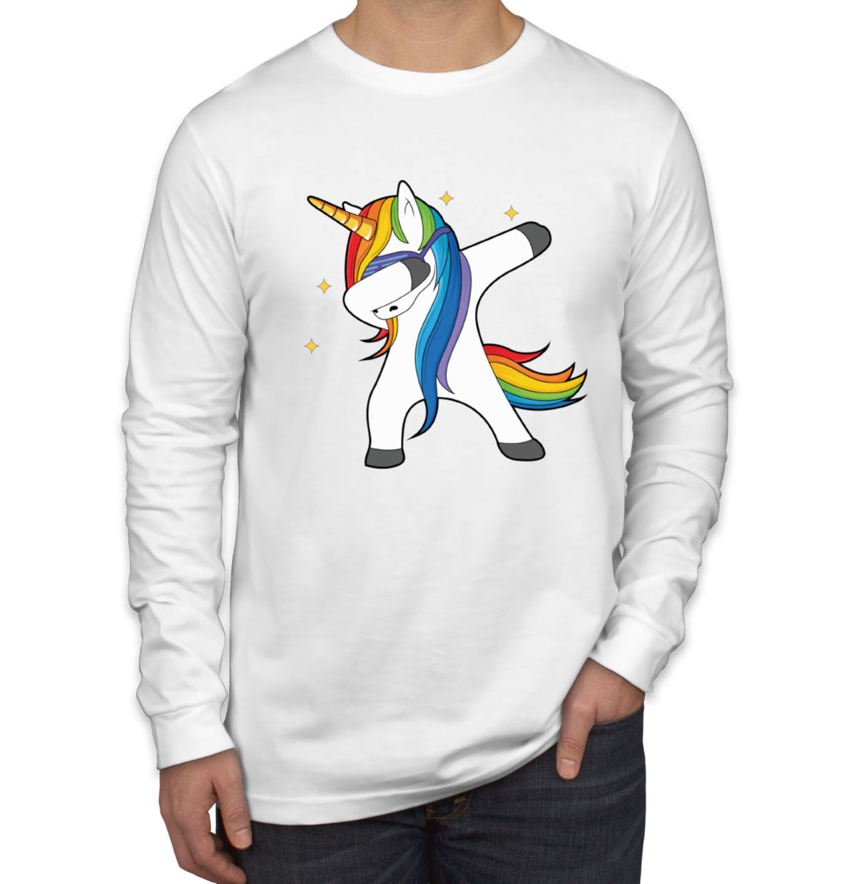 Dabbing Unicorn Men's Long Sleeve Shirt