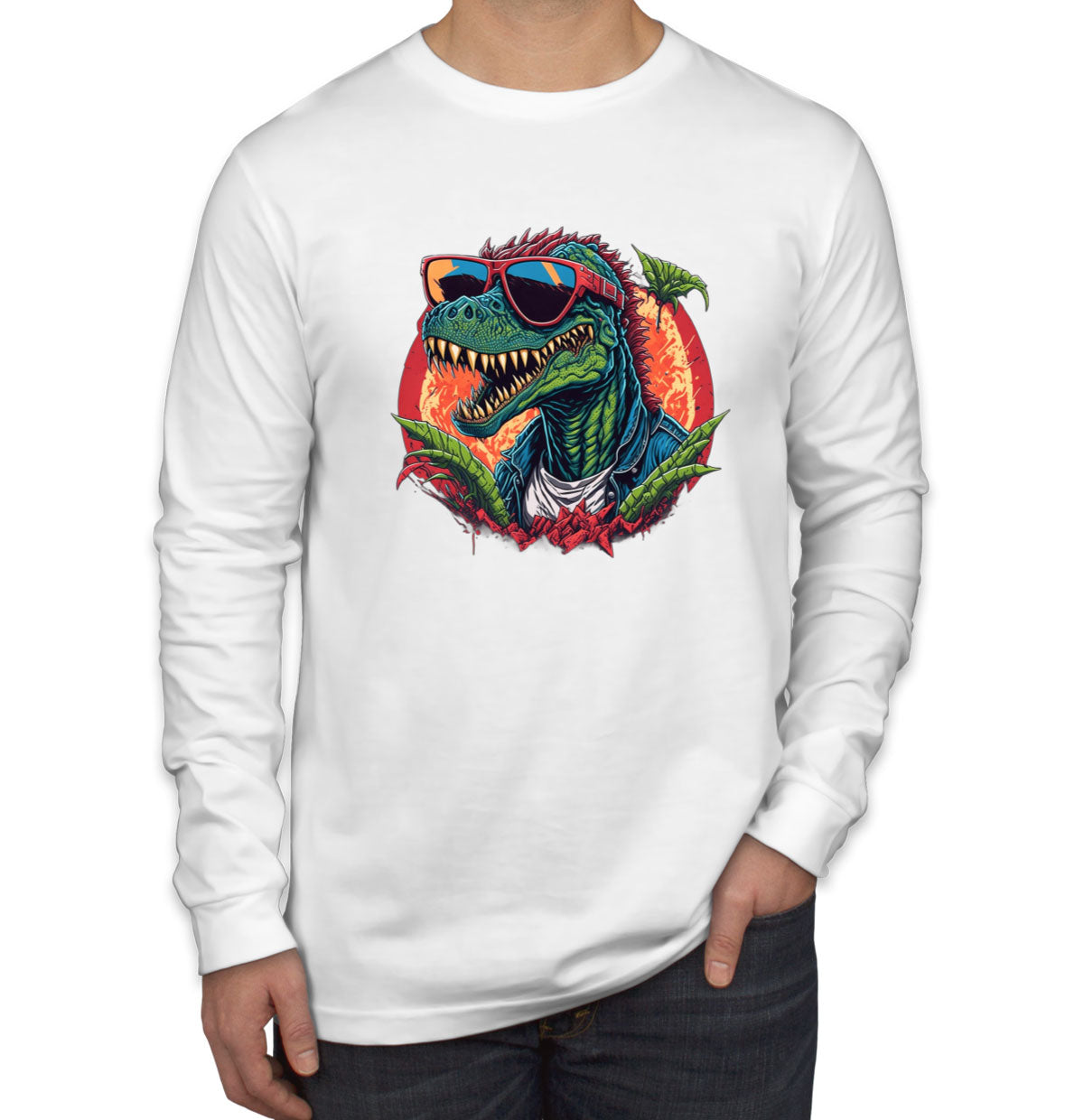 Colorful Dinosaur  Men's Long Sleeve Shirt