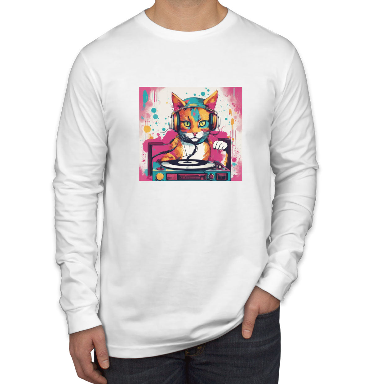 Dj Cat Men's Long Sleeve Shirt