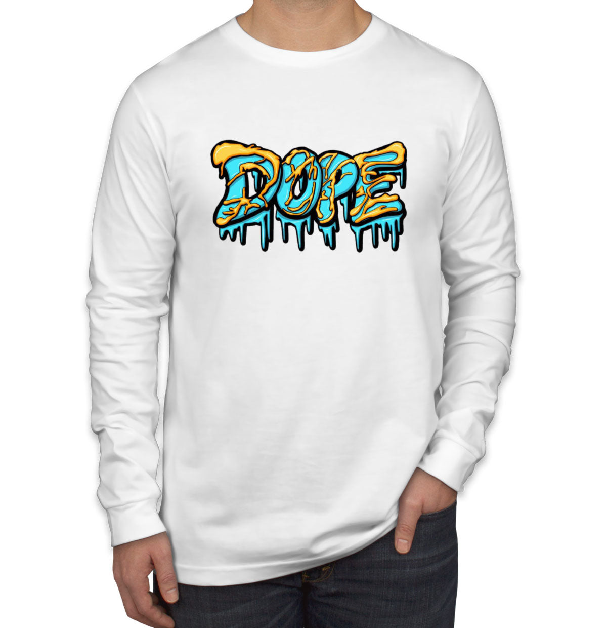 Dope Dripping Typography Men's Long Sleeve Shirt