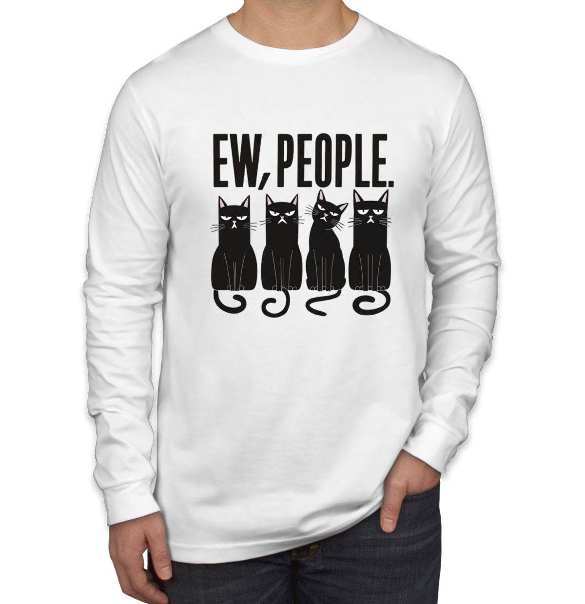 Ew, People Black Cats Men's Long Sleeve Shirt