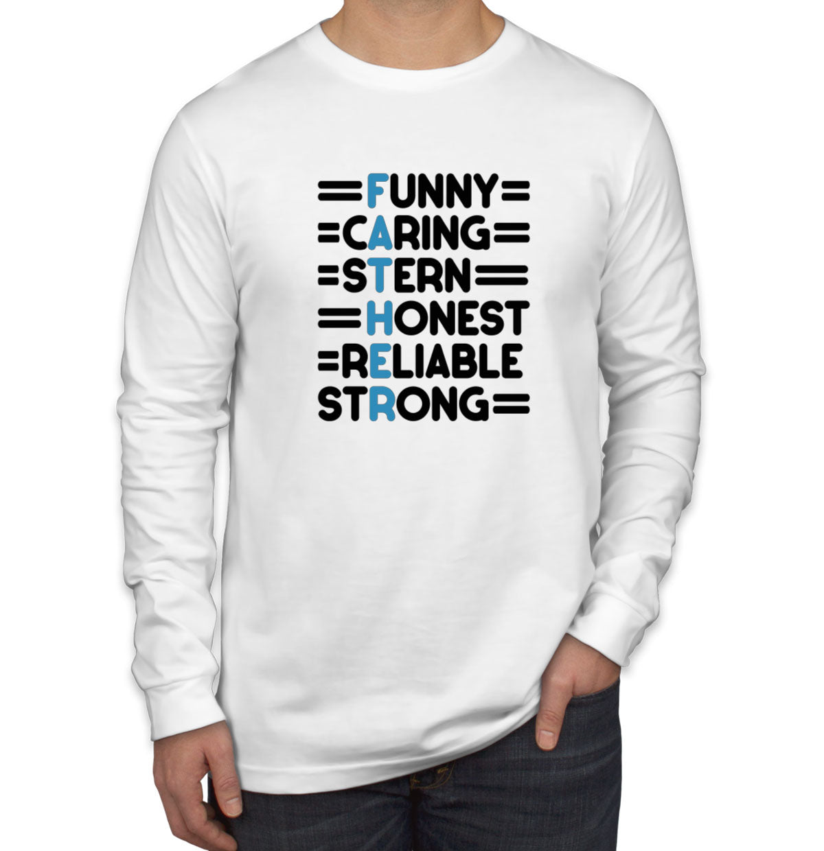 Father Letter Text Father's Day Men's Long Sleeve Shirt