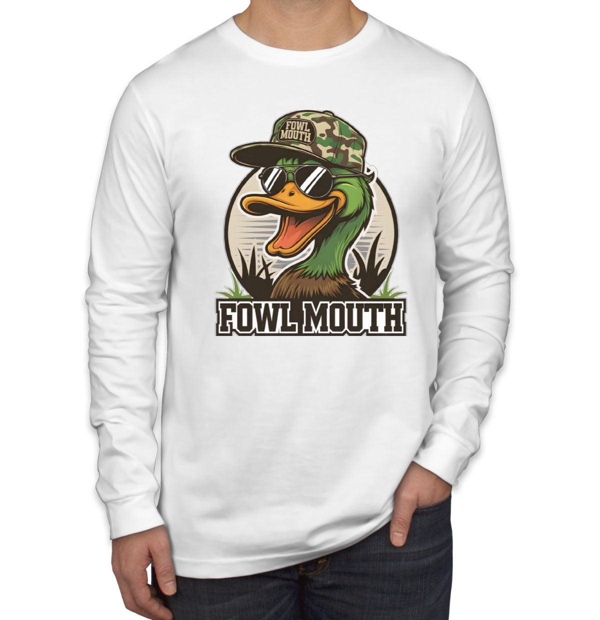 Fowl Mouth Duck Hunting Men's Long Sleeve Shirt
