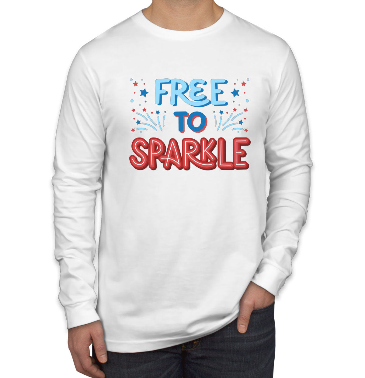 Free To Sparkle Patriotic Men's Long Sleeve Shirt