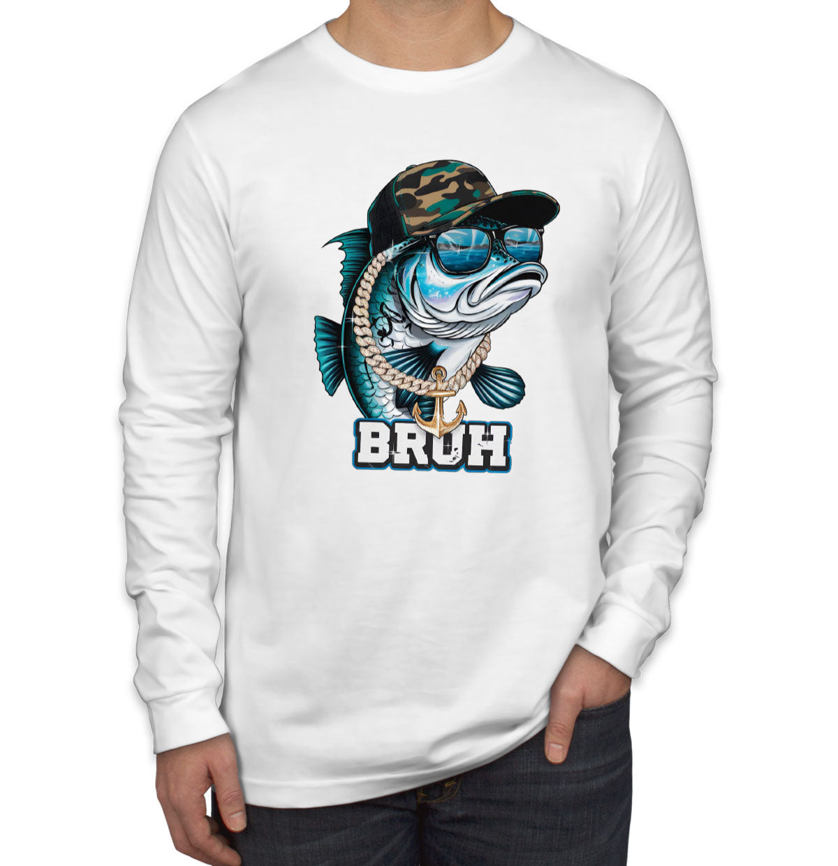 Funny Bass Fishing Men's Long Sleeve Shirt