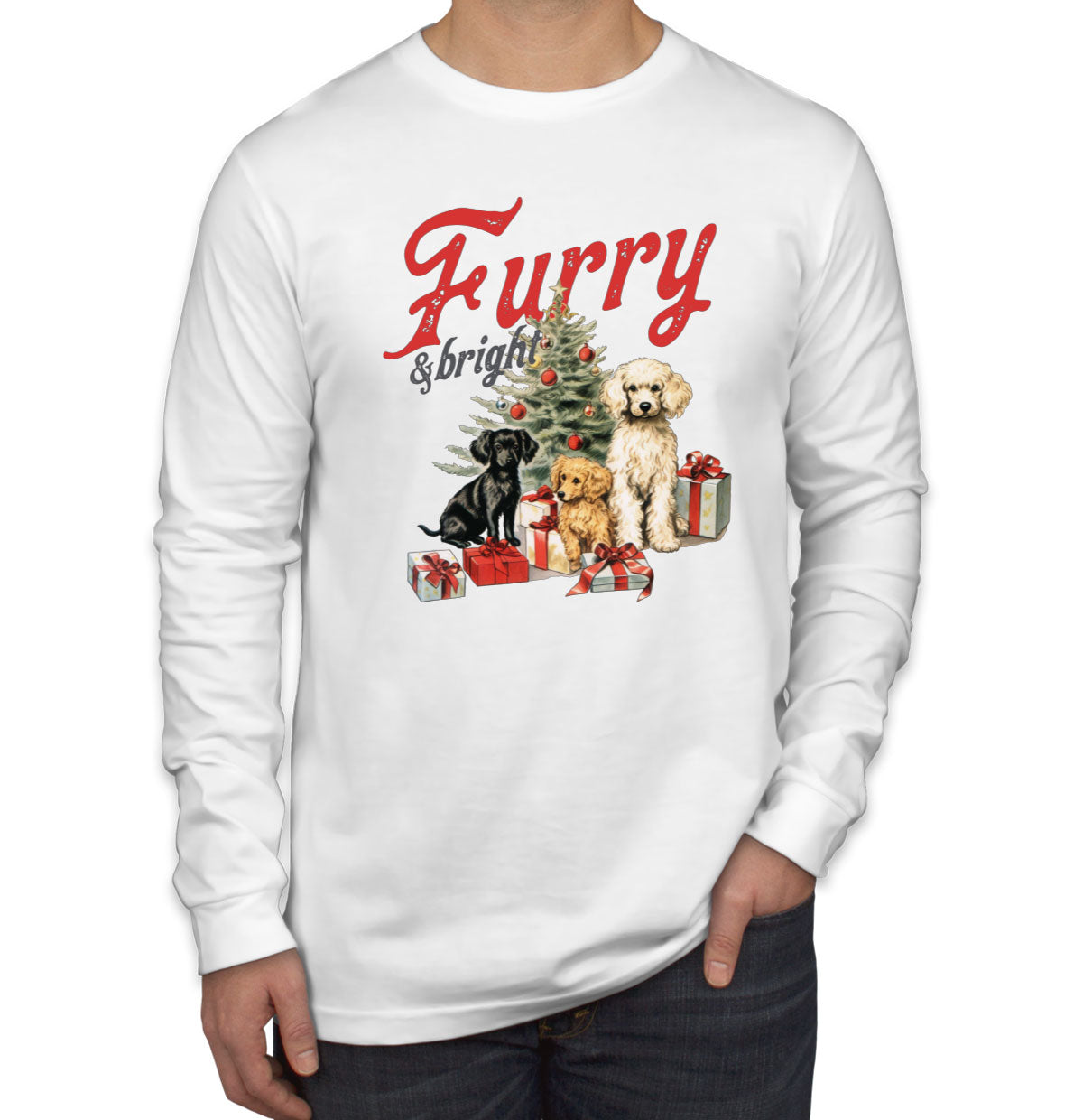 Furry And Bright Christmas Men's Long Sleeve Shirt