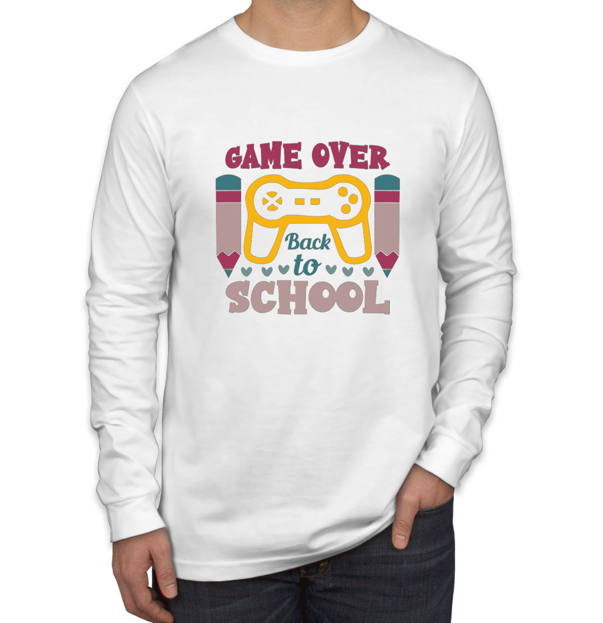 Game Over Back To School Men's Long Sleeve Shirt