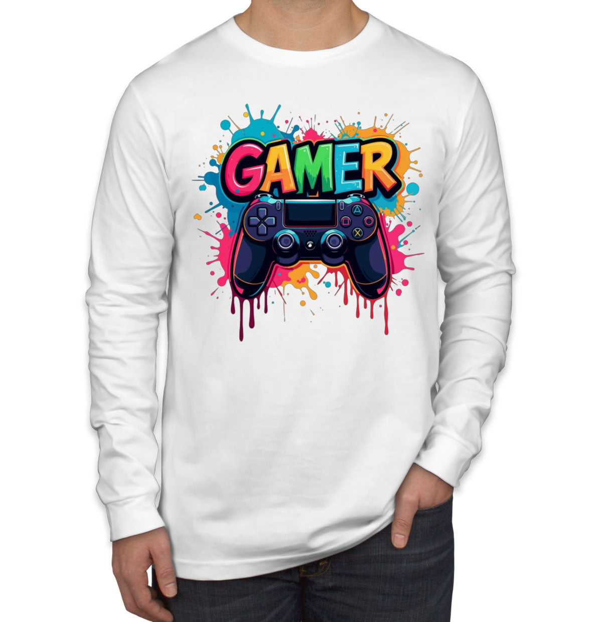 Gamer Gaming Console Men's Long Sleeve Shirt