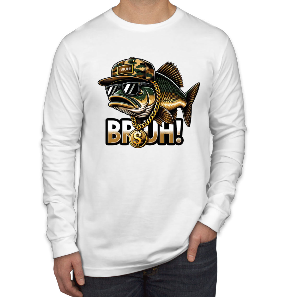 Funny Bass Fishing Men's Long Sleeve Shirt