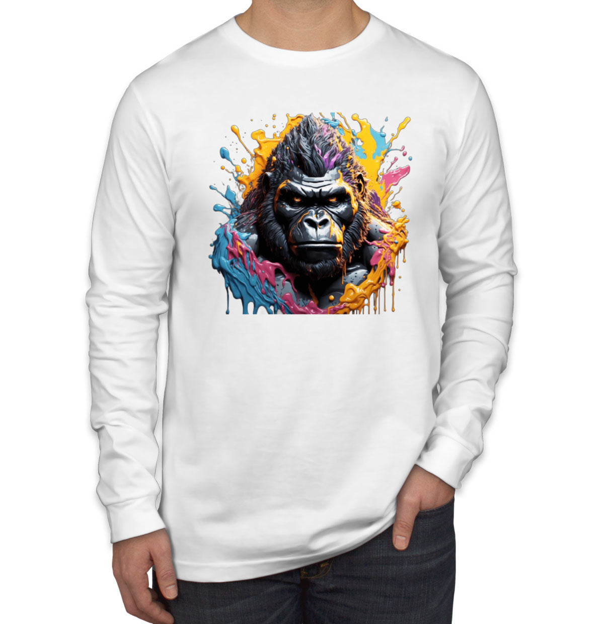 Colorful Gorilla Men's Long Sleeve Shirt