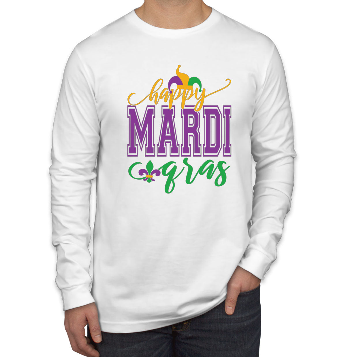 Happy Mardi Gras Men's Long Sleeve Shirt
