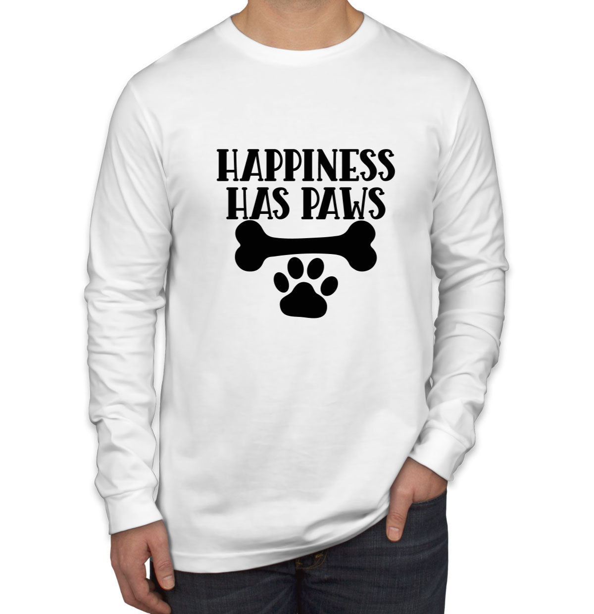 Happiness Has Paws Dog Men's Long Sleeve Shirt