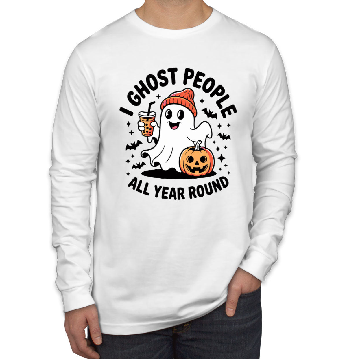 I Ghost People All Year Round Halloween Men's Long Sleeve Shirt