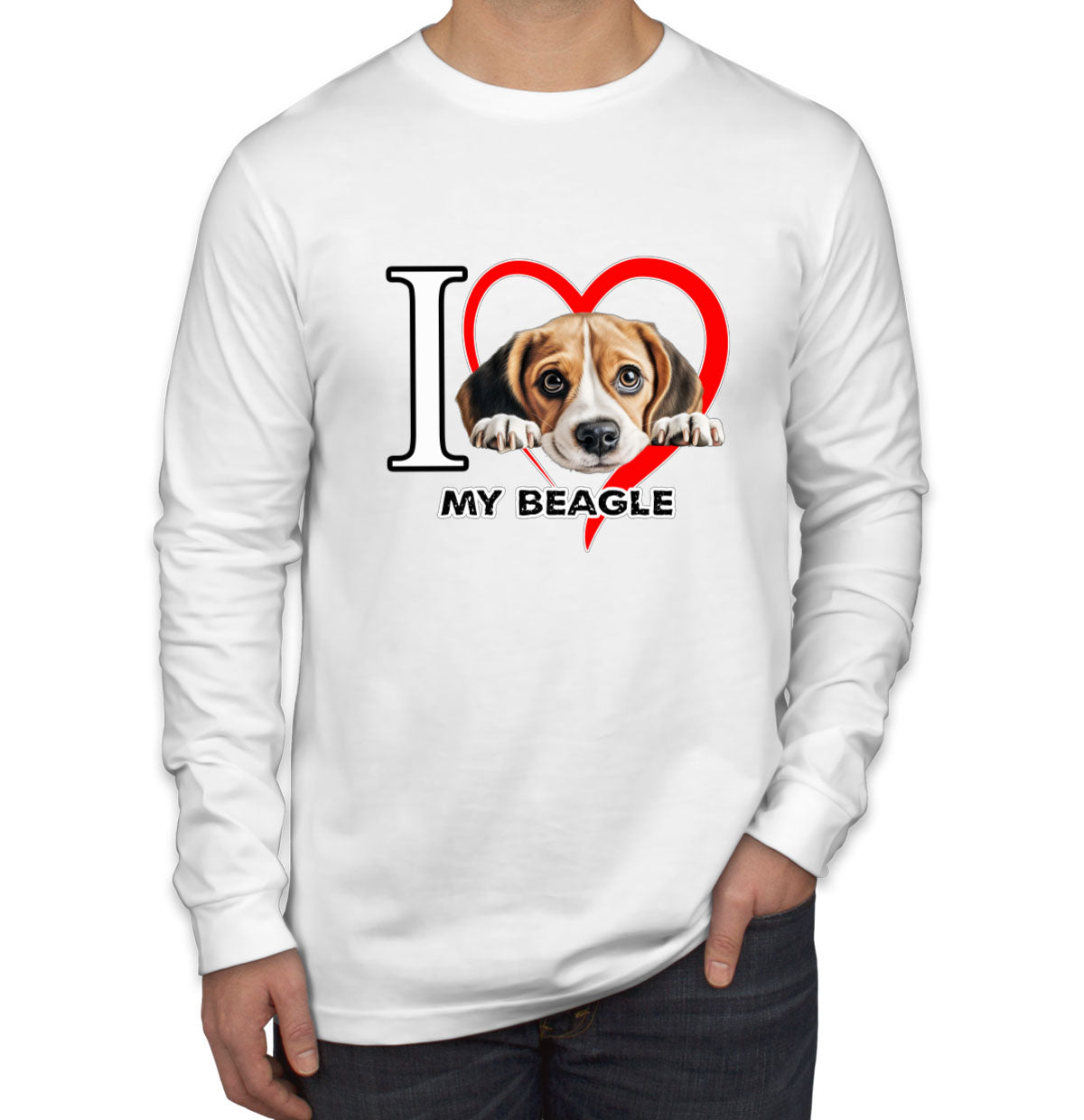 I Love My Beagle Dog Men's Long Sleeve Shirt