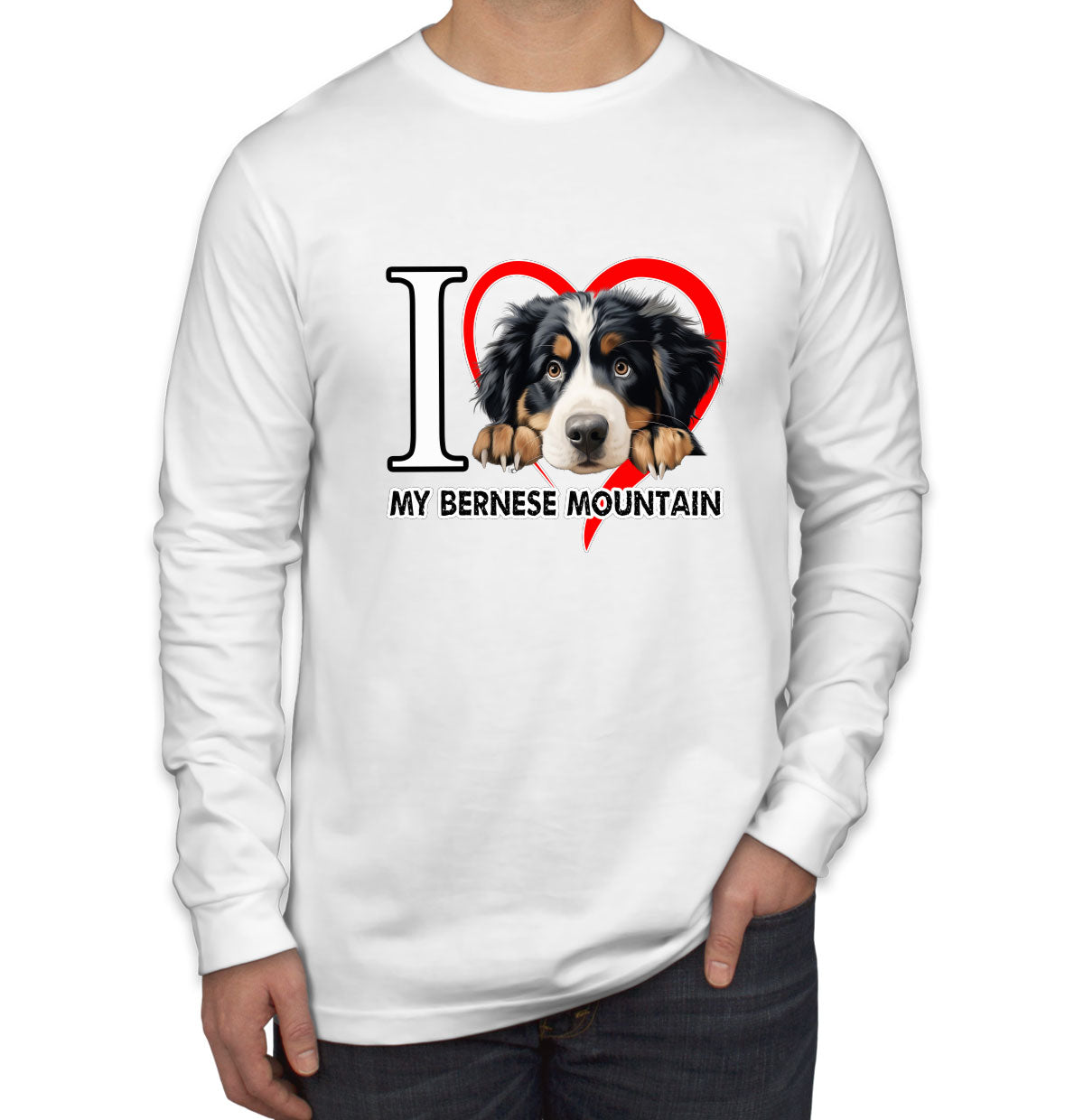 I Love My Bernese Mountain Dog Men's Long Sleeve Shirt