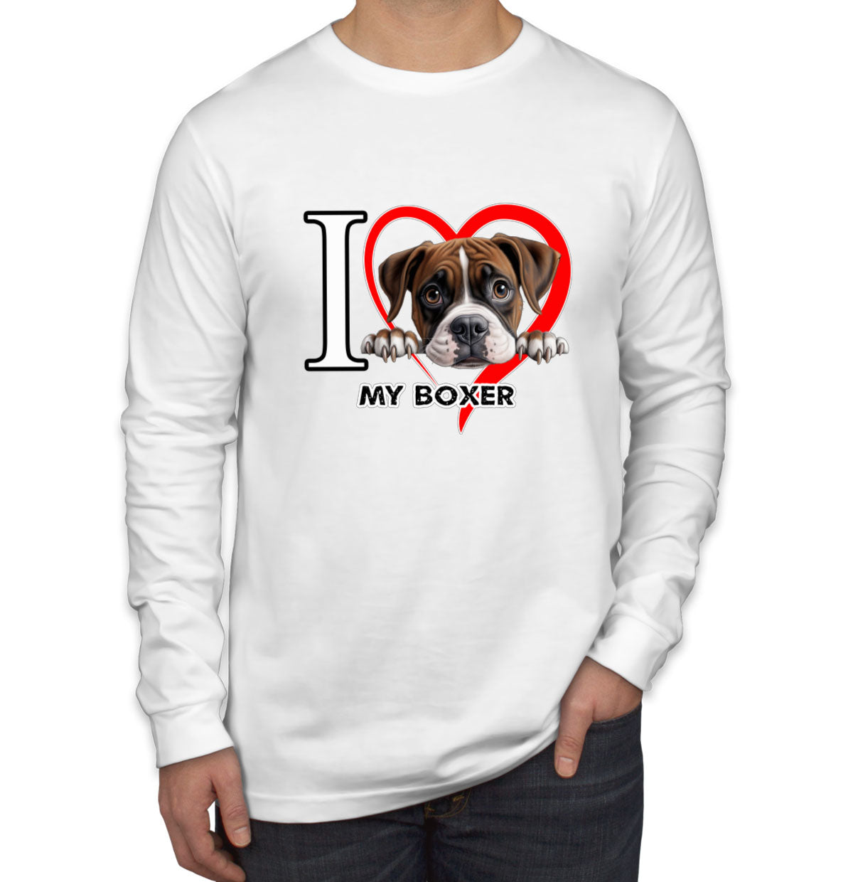 I Love My Boxer Dog Men's Long Sleeve Shirt